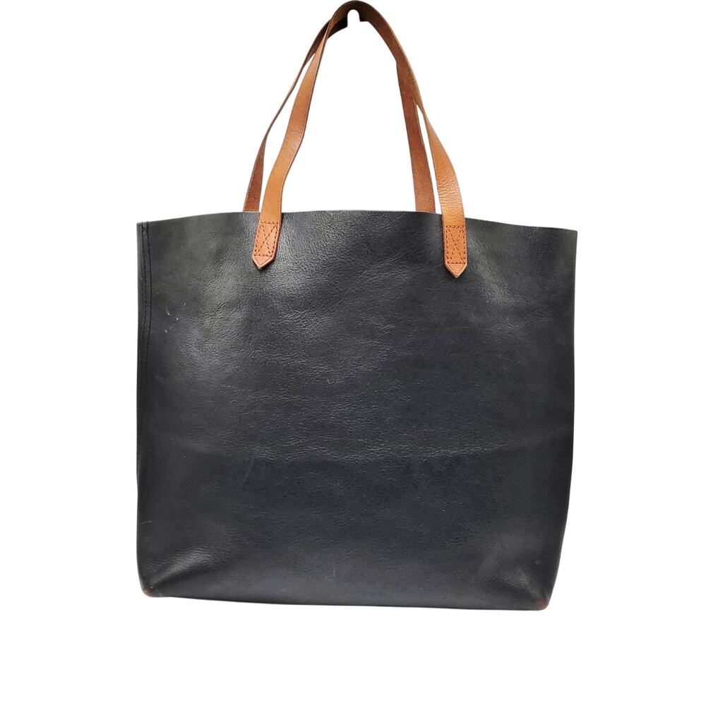 Madewell The Transport Tote Large English Saddle Black & Brown Leather Bag
